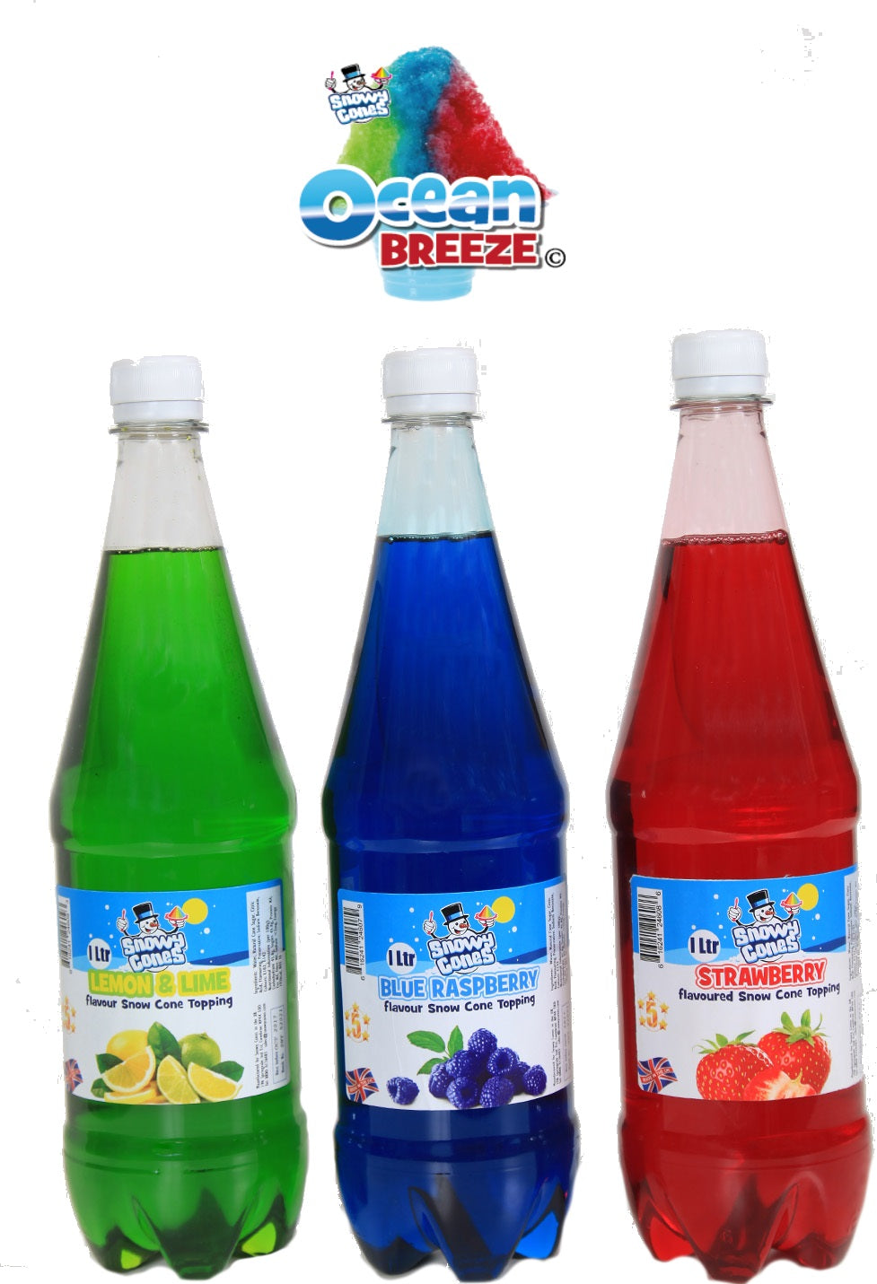 Ocean Breeze, Strawberry, Lemon&Lime, Blue Raspberry 3x1ltr